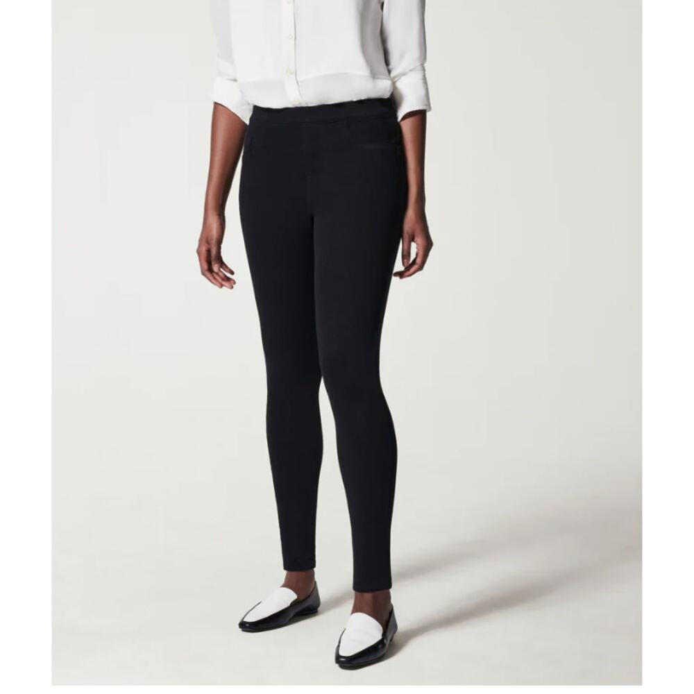 Spanx Jean-ish Ankle Leggings Womens Large Black Stretchy Pull On Casual